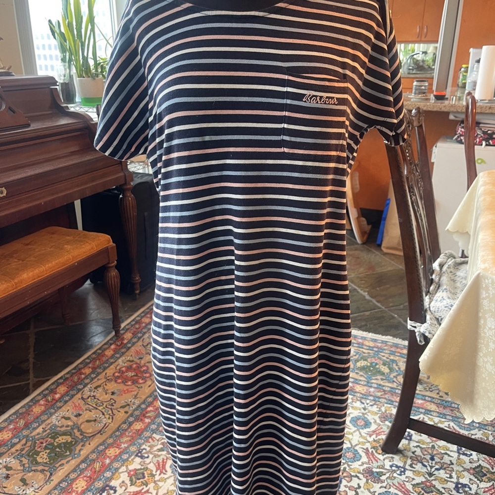 Barbour Navy and Pink Striped T-shirt Dress